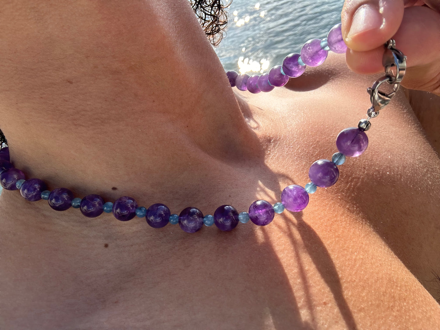 Luxury Amethyst-Aquamarine Pure Gemstone Chain - World's Best Quality & Made To Last