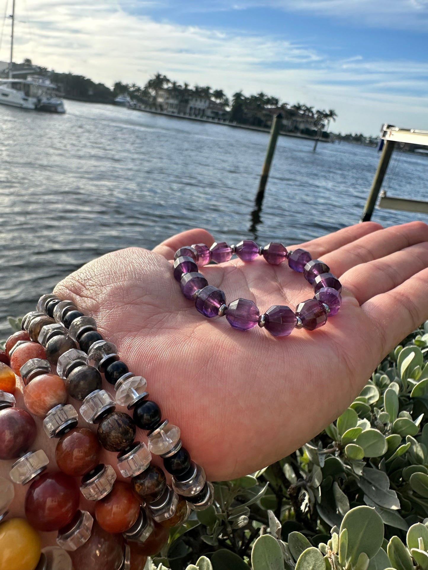 Luxury Amethyst Bracelet Diamond Cut Design - World's Best Quality & Made To Last