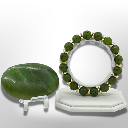 Canadian Nephrite Jade Bracelet Between Golden Hematite