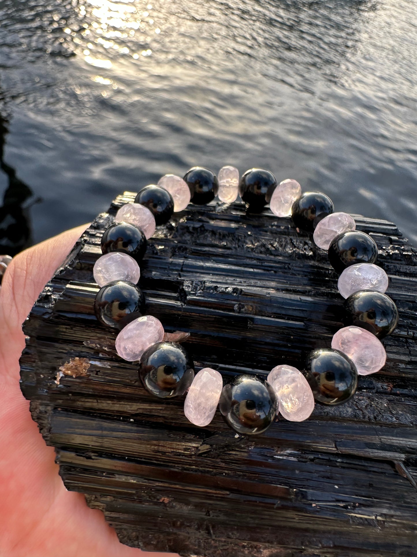 Black Tourmaline Rose Quartz Protection Bracelet - World's Best Quality & Made To Last