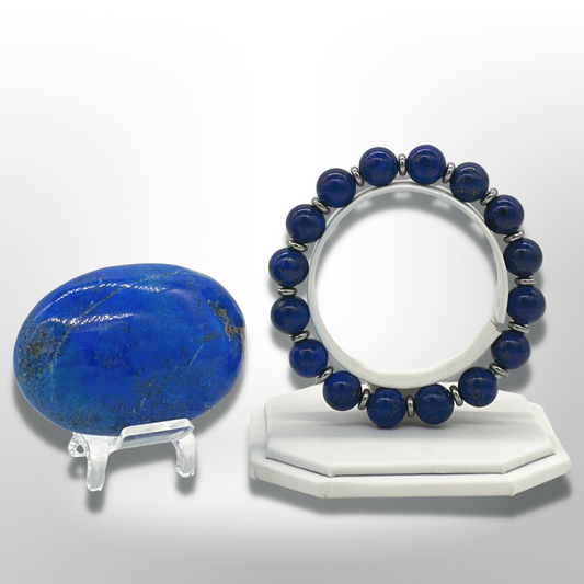 Afghan Lapis Lazuli Bracelet Between Steel