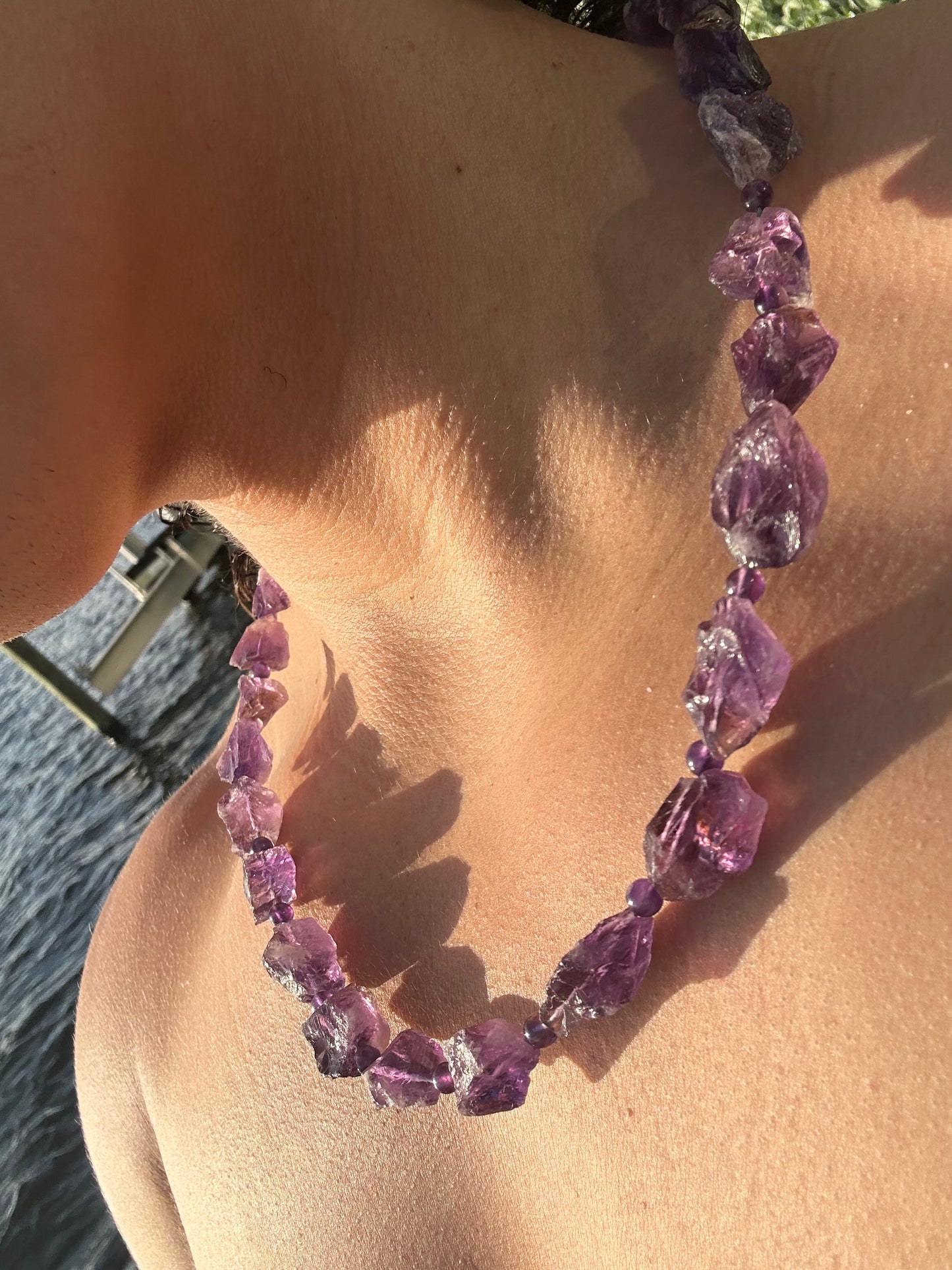 Luxury Raw Amethyst Necklace With Interlocking Clasp - World's Best Quality & Made To Last