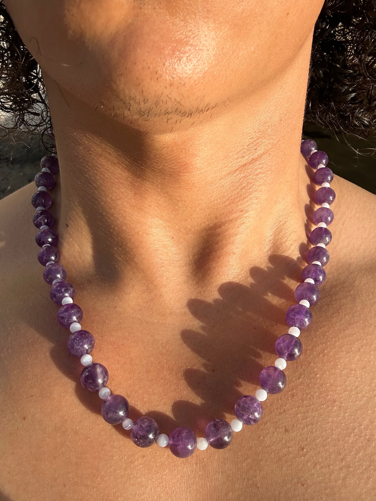 Luxury Amethyst-Blue Lace Agate Pure Gemstone Chain - World's Best Quality & Made To Last