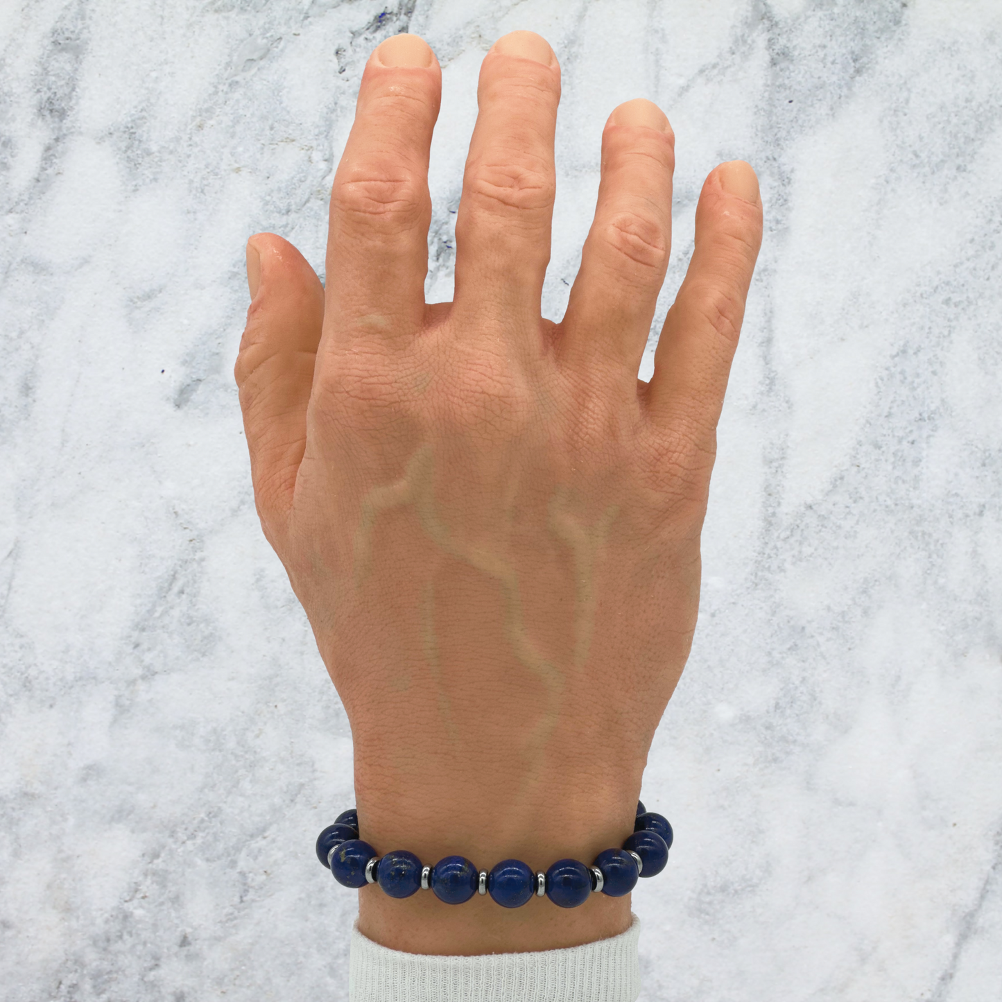 Afghan Lapis Lazuli Bracelet Between Steel