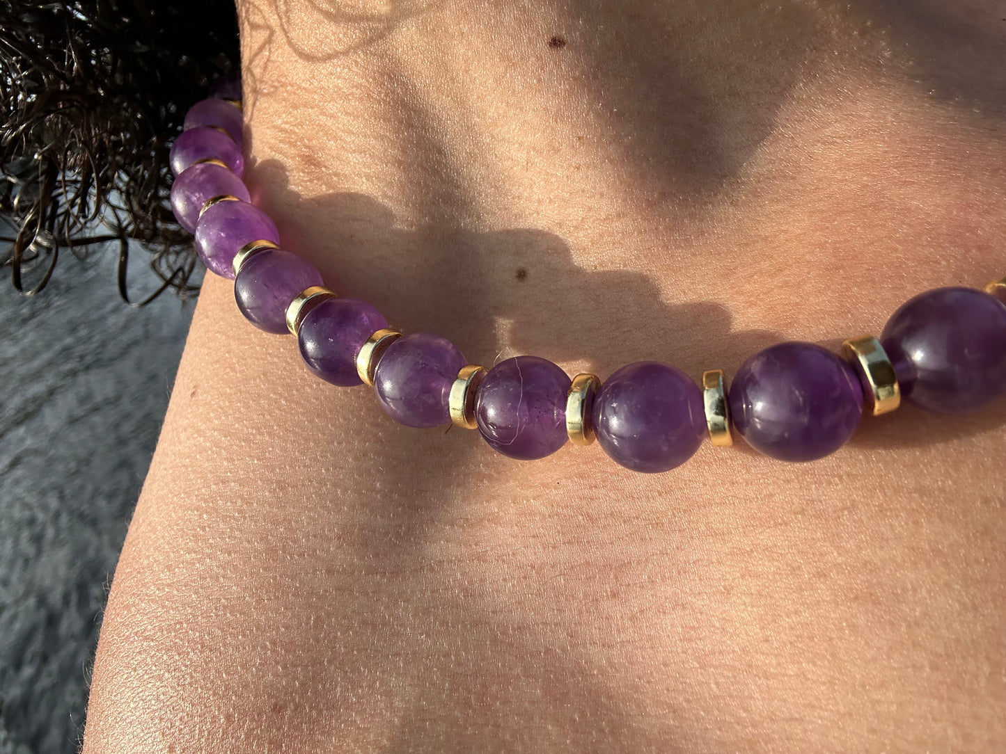 Luxury Amethyst & Golden Hematite Design Necklace With Interlocking Steel Clasp - World's Best Quality & Made To Last