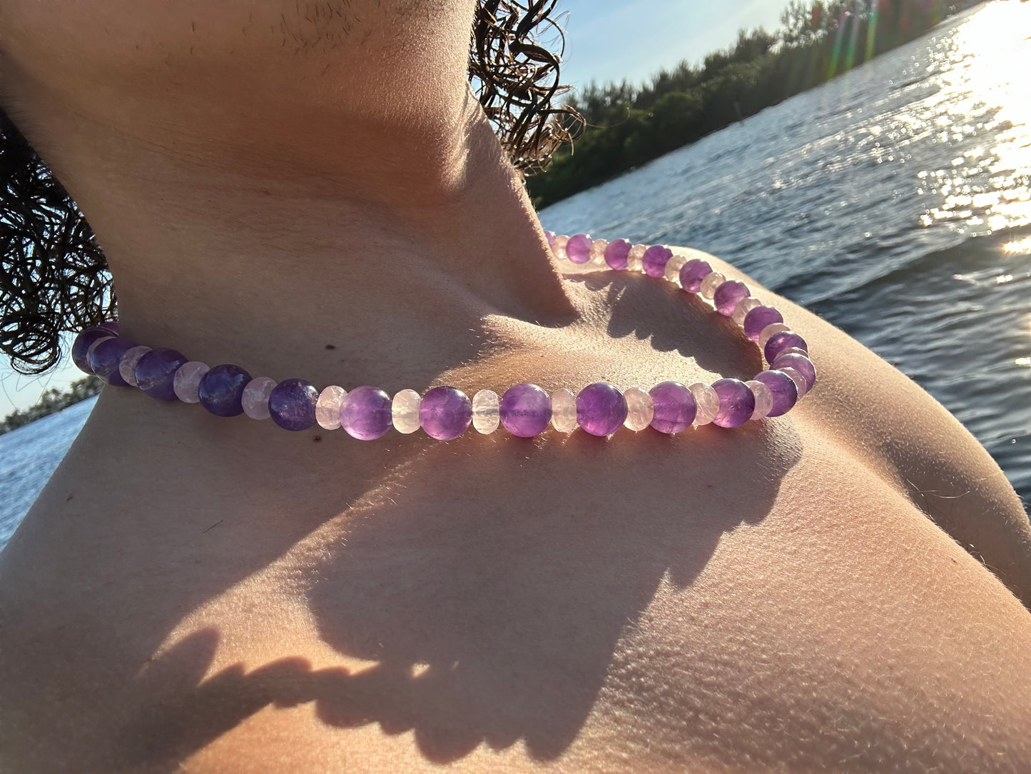 Luxury Amethyst & Rose Quartz Design Necklace With Interlocking Steel Clasp - World's Best Quality & Made To Last