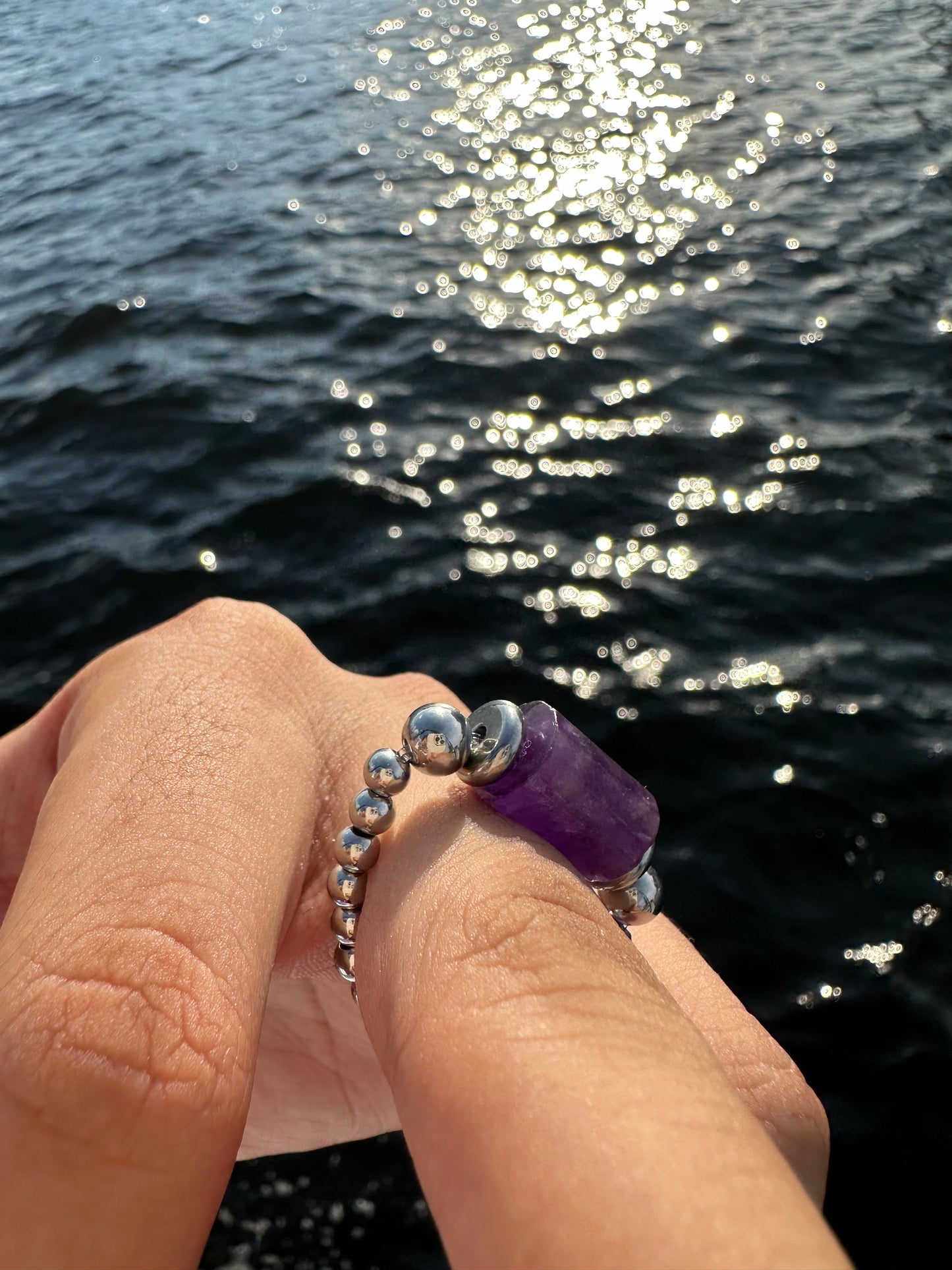 Luxury Amethyst Metatron’s Lantern Design With Silver Steel Comfortable Magic Stretch Ring - World's Best Quality & Made To Last