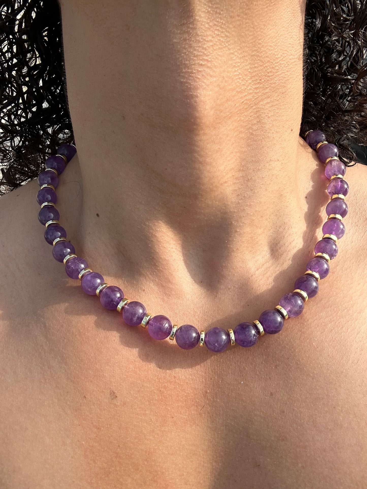 Luxury Amethyst & Golden Hematite Design Necklace With Interlocking Steel Clasp - World's Best Quality & Made To Last