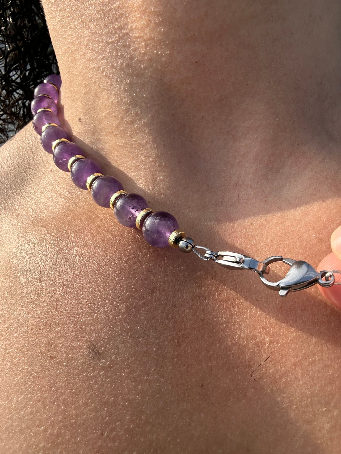 Luxury Amethyst & Golden Hematite Design Necklace With Interlocking Steel Clasp - World's Best Quality & Made To Last