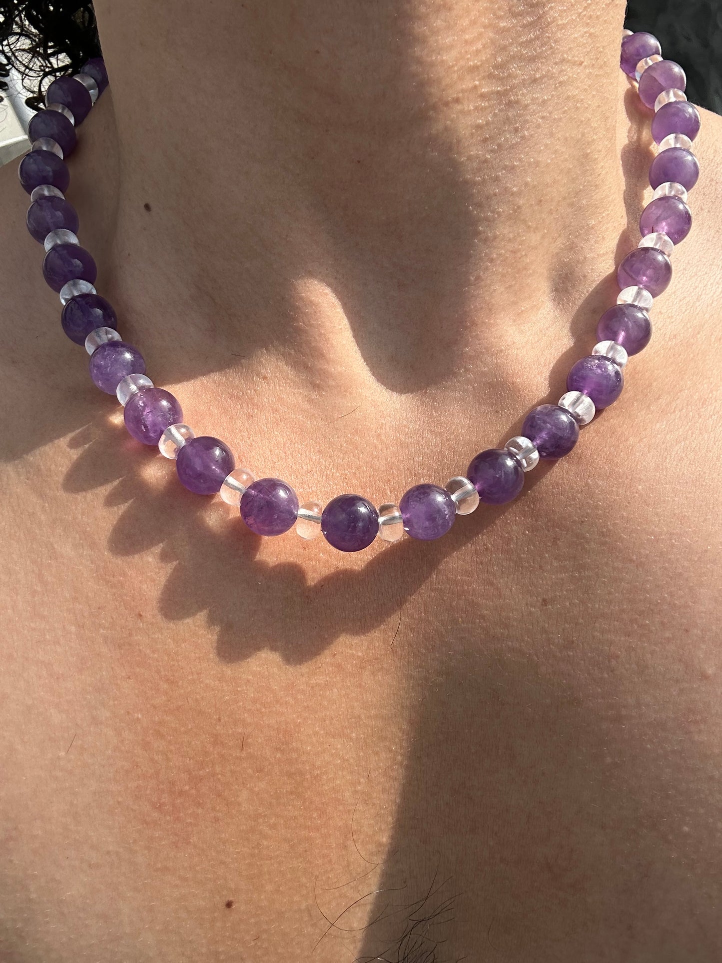 Luxury Amethyst & Quartz Design Necklace With Interlocking Steel Clasp - World's Best Quality & Made To Last