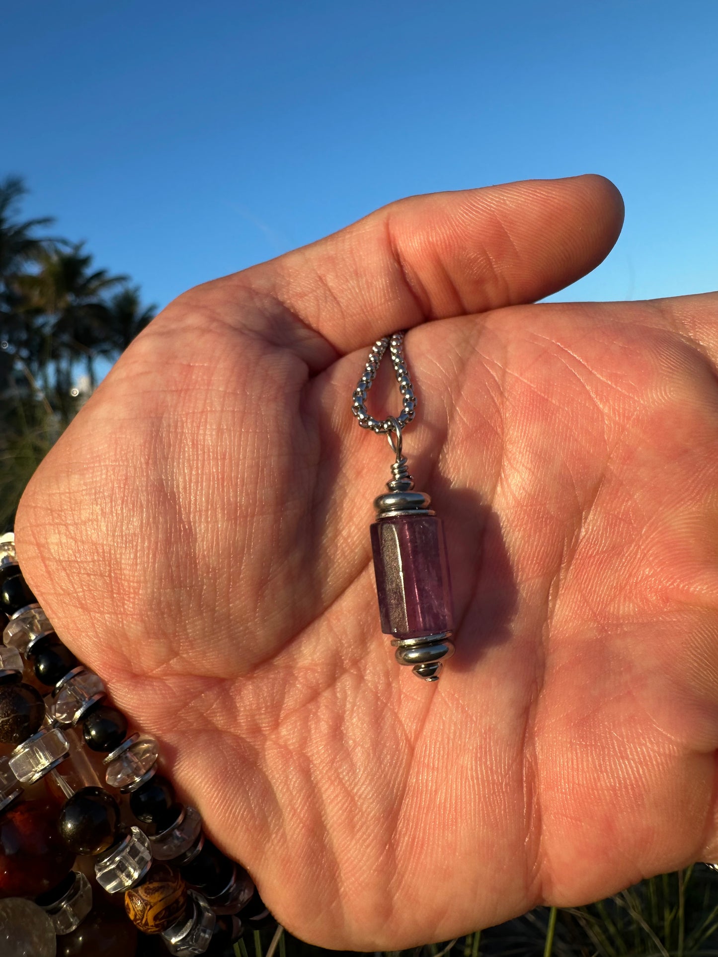 Luxury Amethyst Pendant Silver Steel Lantern Design  - World's Best Quality & Made To Last