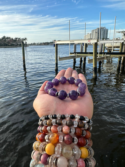 Luxury Amethyst Bracelet Chunky Smooth Design - World's Best Quality & Made To Last