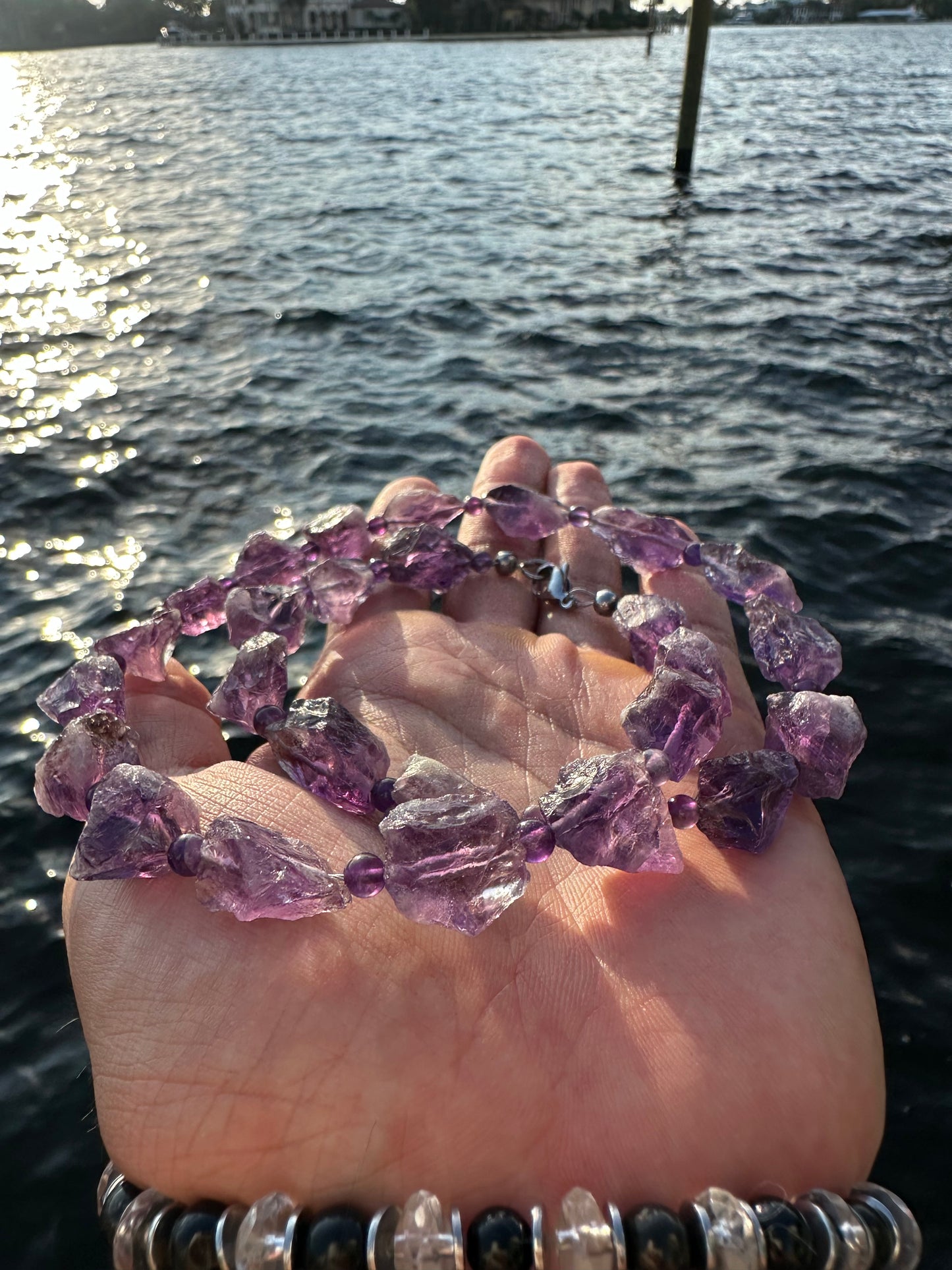 Luxury Raw Amethyst Necklace With Interlocking Clasp - World's Best Quality & Made To Last