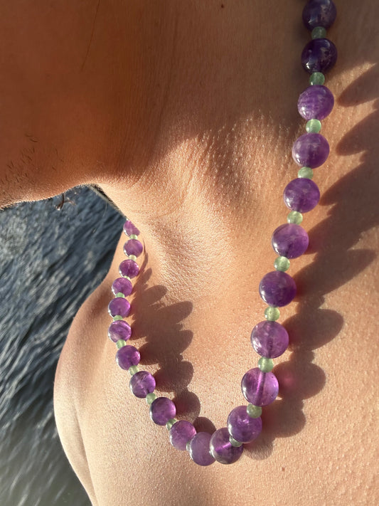 Luxury Amethyst-Green Aventurine Pure Gemstone Chain - World's Best Quality & Made To Last