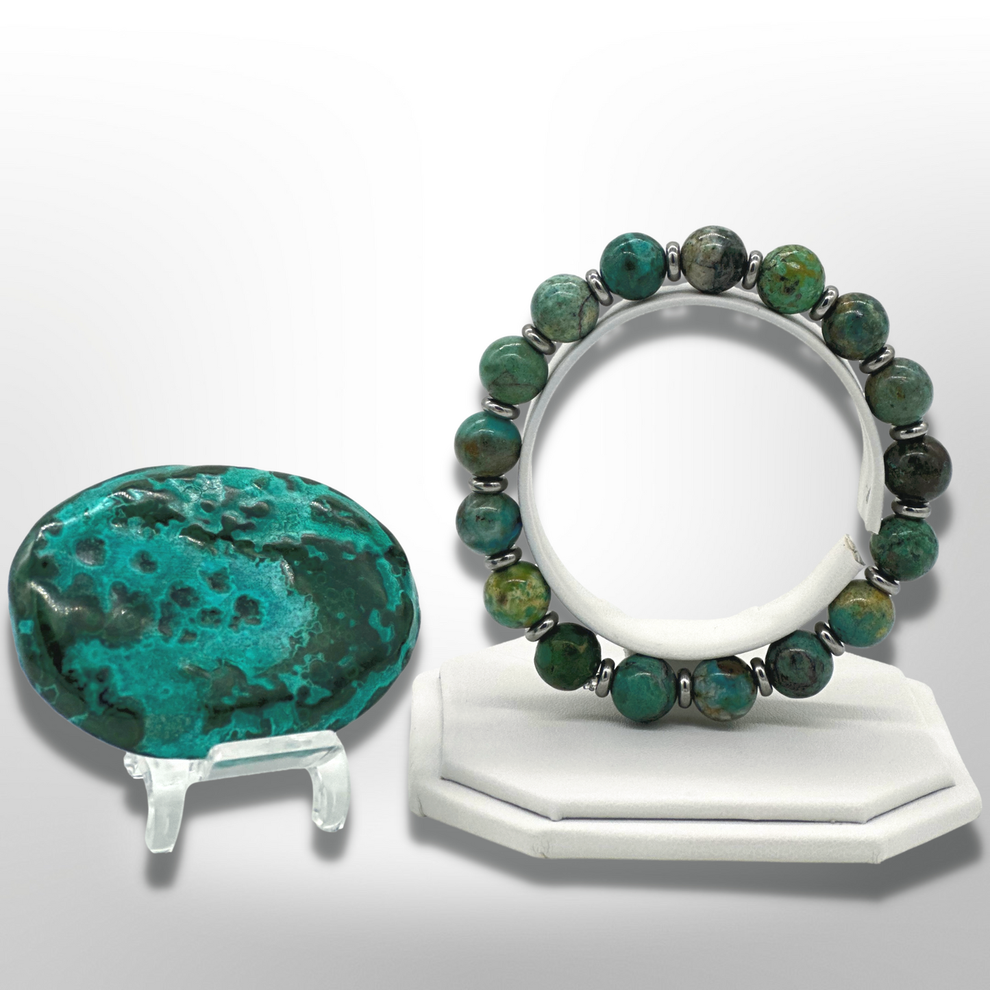 Arizona Chrysocolla Bracelet Between Steel