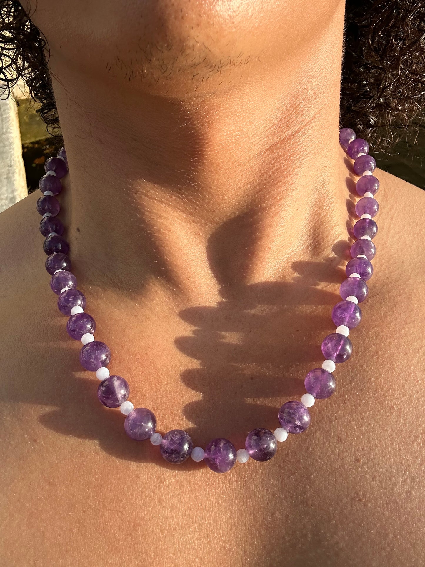 Luxury Amethyst-Blue Lace Agate Pure Gemstone Chain - World's Best Quality & Made To Last