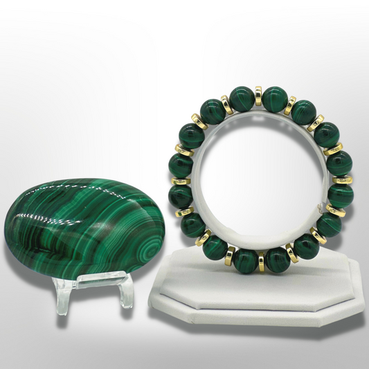 South African Malachite Bracelet Between Golden Hematite