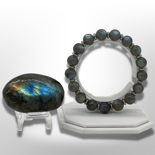 Canadian Flashy Labradorite Bracelet Between Steel