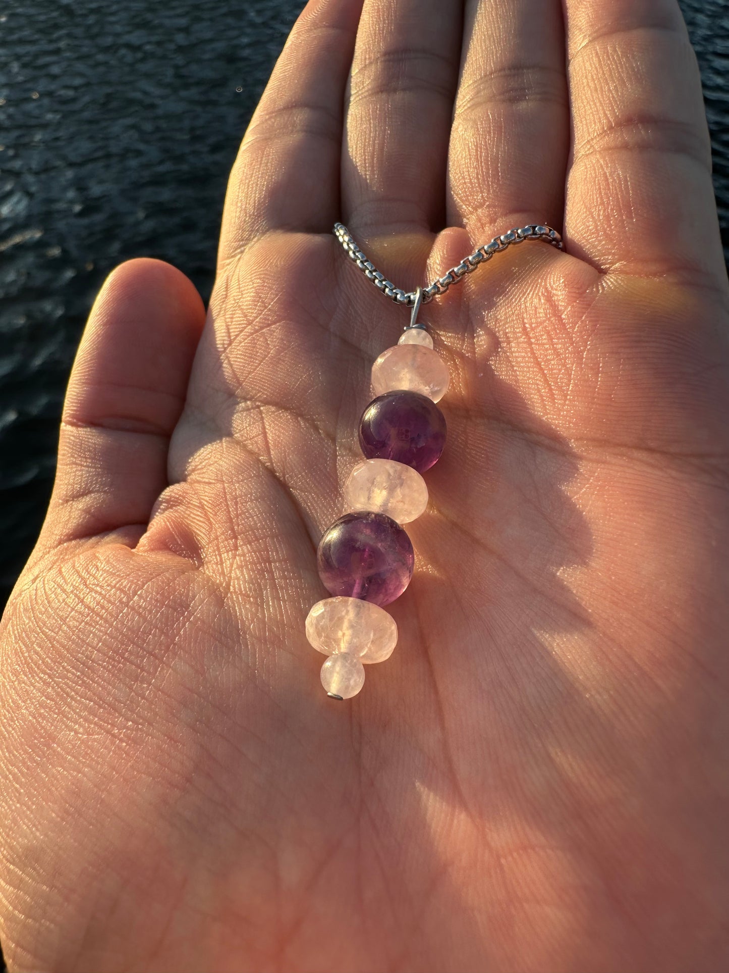 Luxury Amethyst Pendant Rose Quartz Trinity Design - World's Best Quality & Made To Last