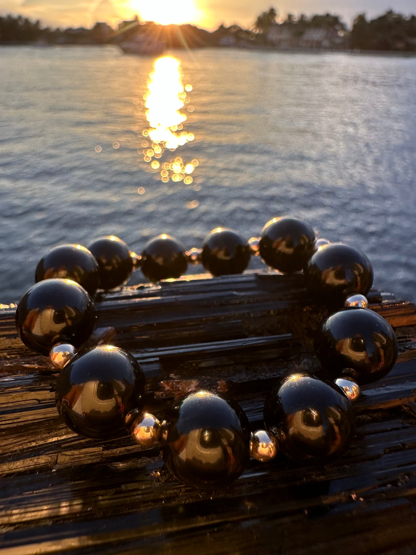 Black Tourmaline Chunky Gold Protection Bracelet - World's Best Quality & Made To Last