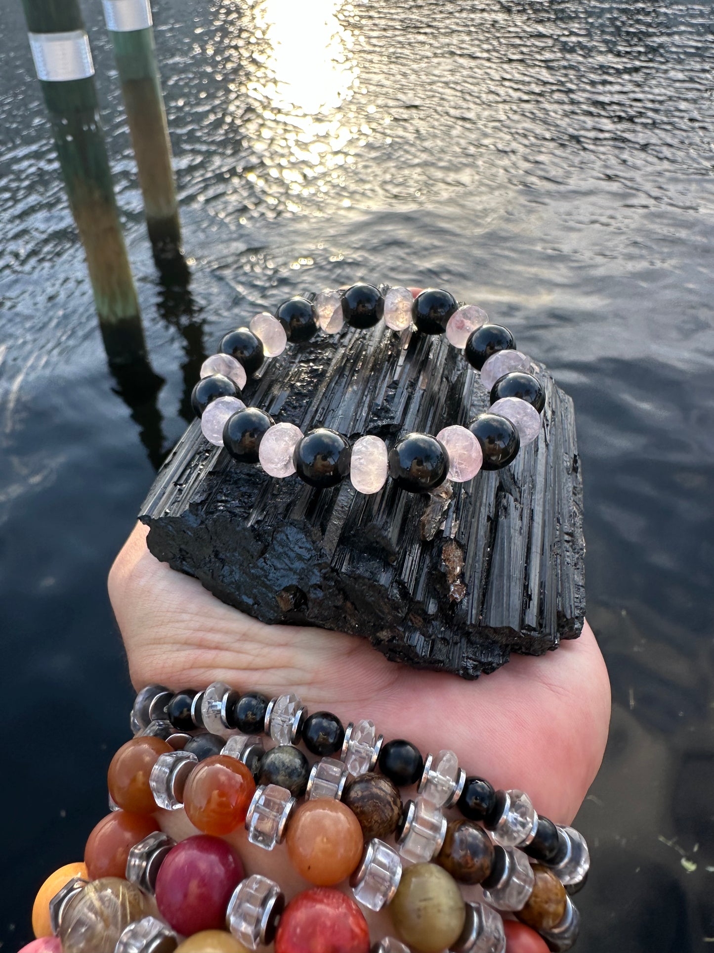 Black Tourmaline Rose Quartz Protection Bracelet - World's Best Quality & Made To Last