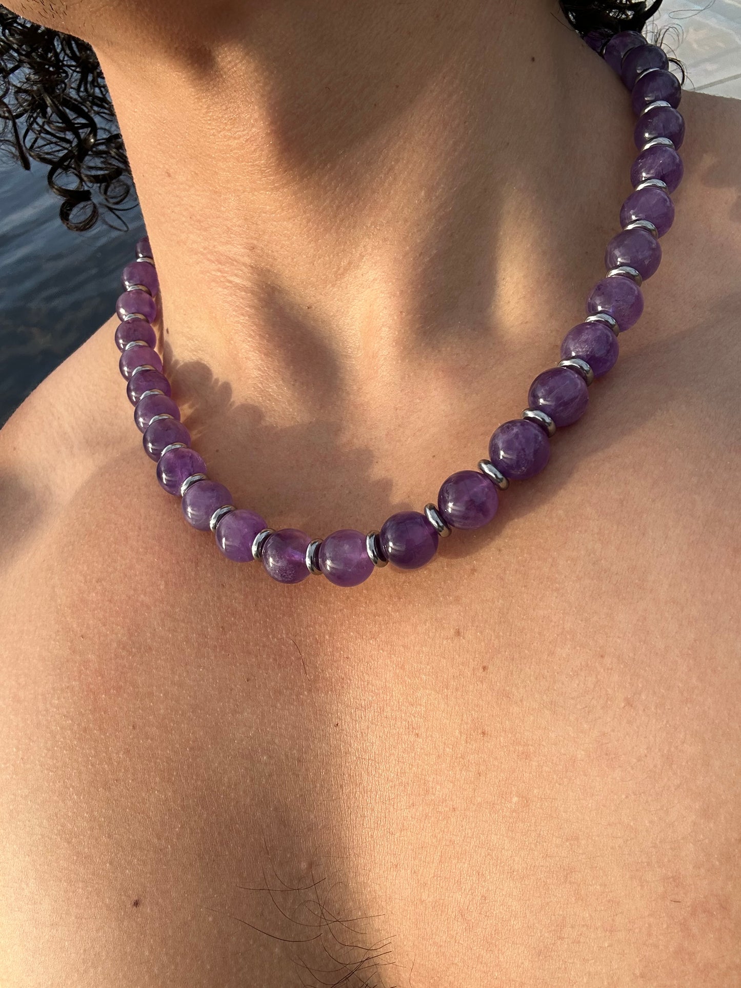 Luxury Amethyst Silver Steel Design Necklace With Interlocking Clasp - World's Best Quality & Made To Last