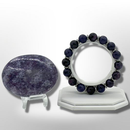 Madagascar Lepidolite Bracelet Between Steel