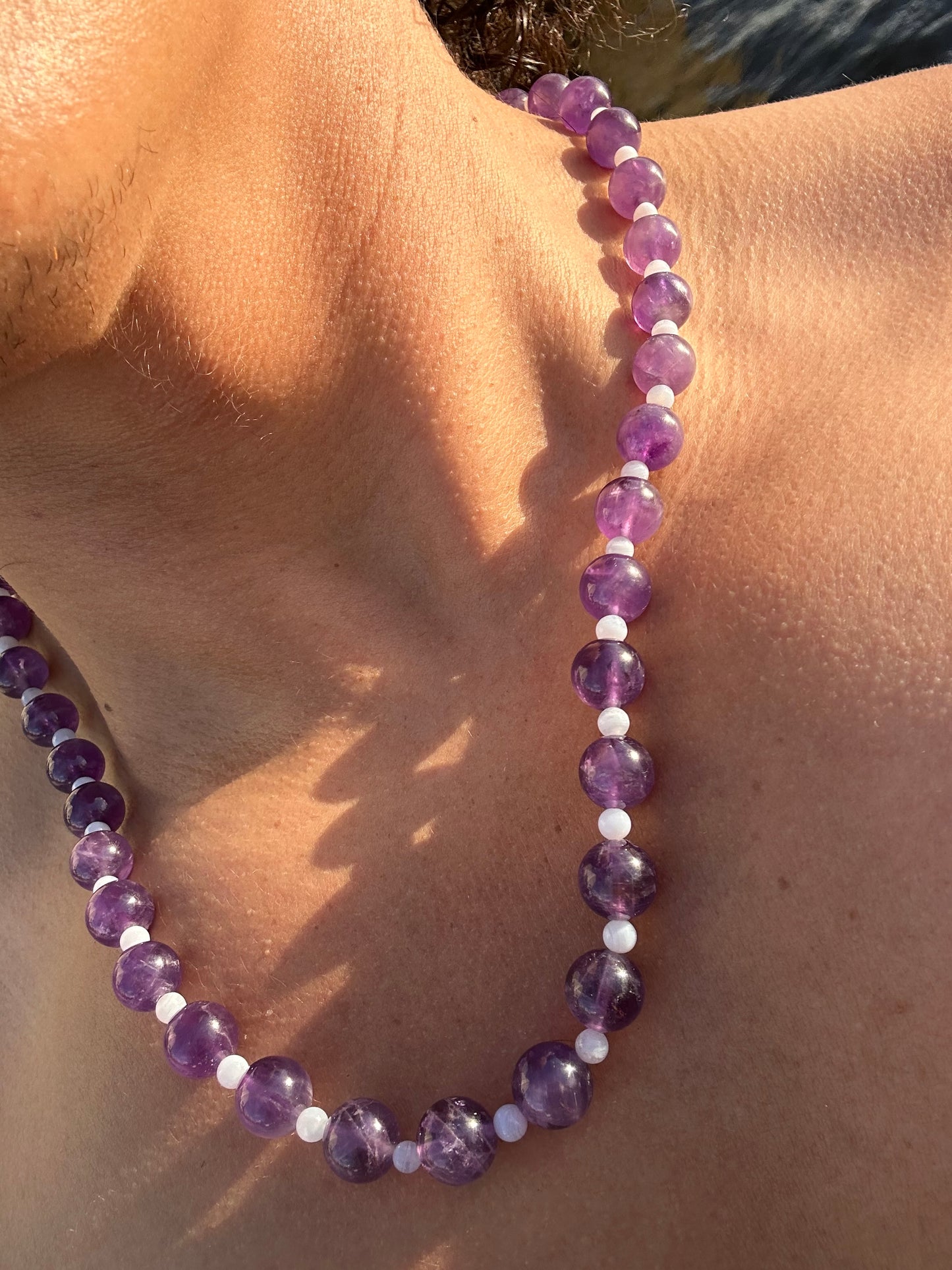 Luxury Amethyst-Blue Lace Agate Pure Gemstone Chain - World's Best Quality & Made To Last