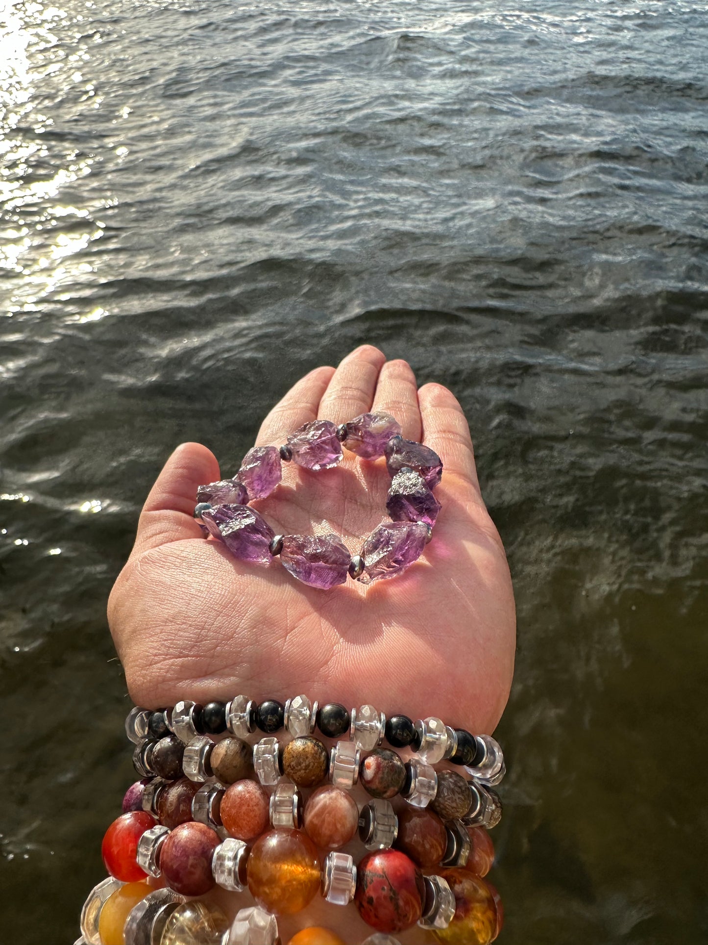 Luxury Amethyst Bracelet Lil' Chunky Raw Design - World's Best Quality & Made To Last