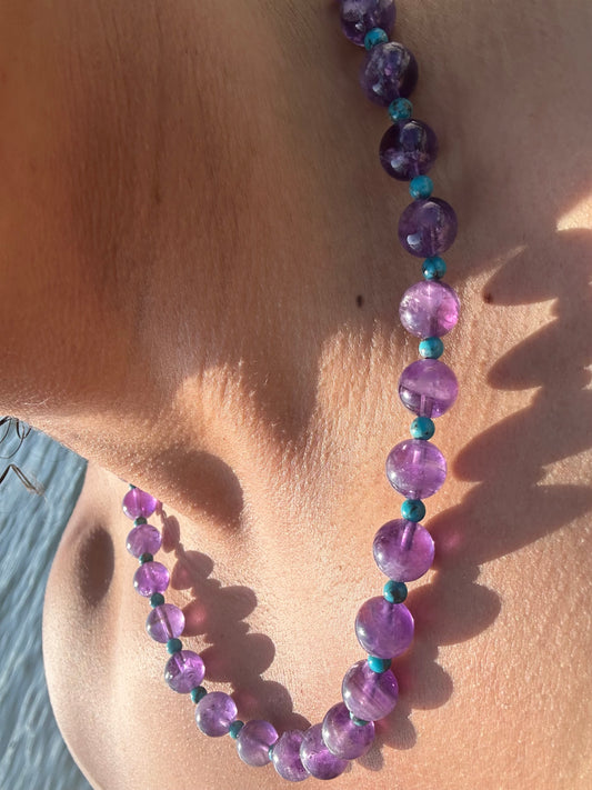 Luxury Amethyst-Turquoise Pure Gemstone Chain - World's Best Quality & Made To Last