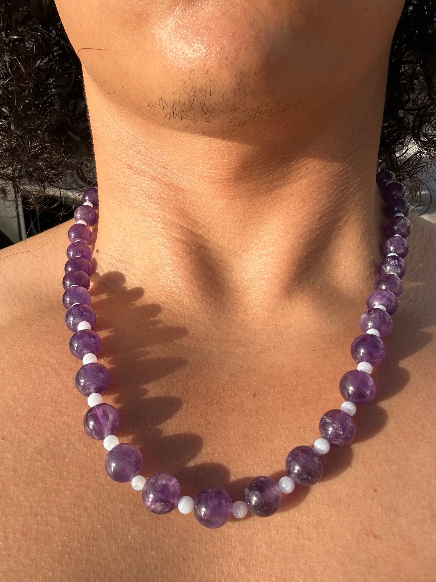 Luxury Amethyst-Blue Lace Agate Pure Gemstone Chain - World's Best Quality & Made To Last