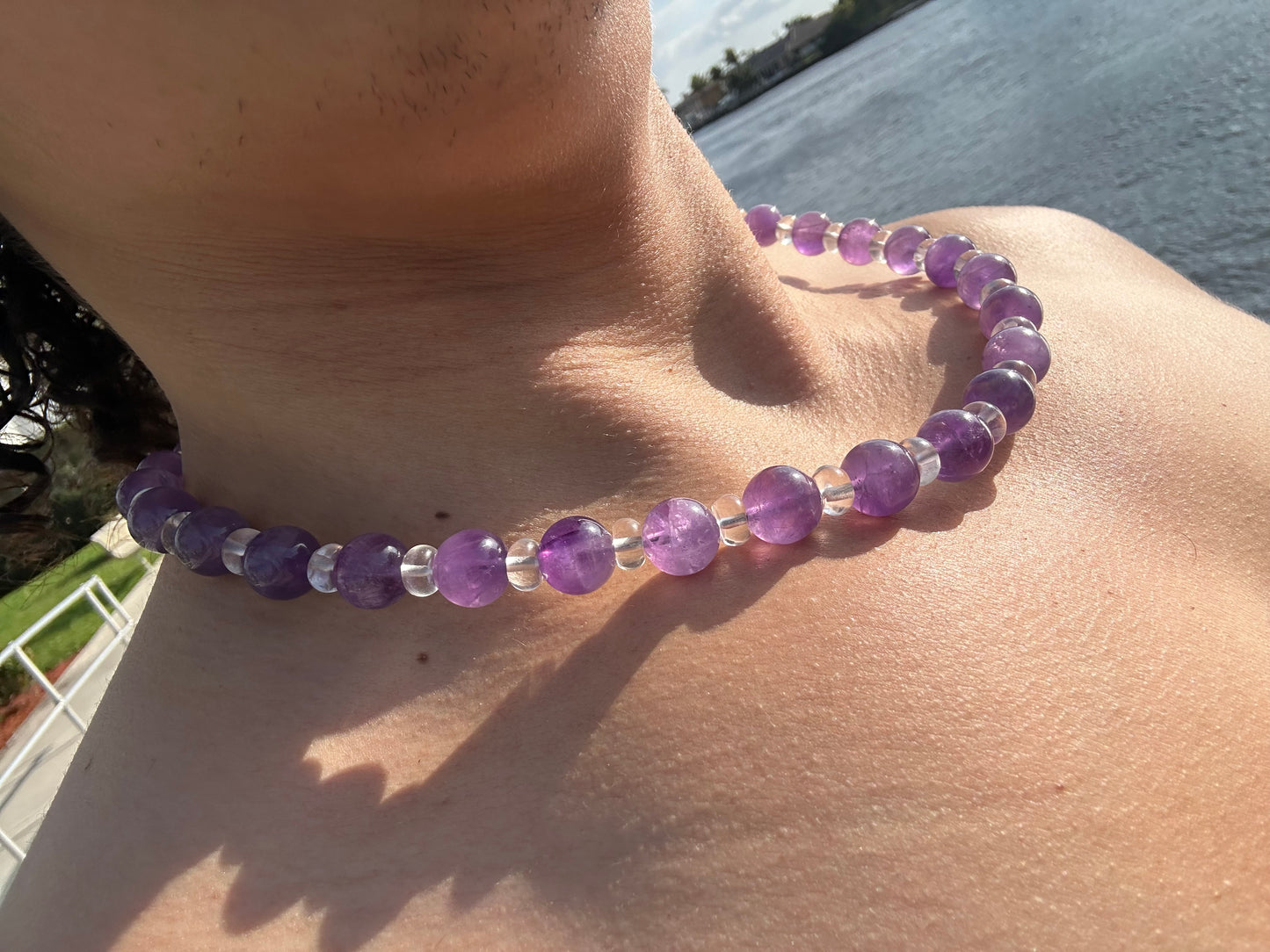 Luxury Amethyst & Quartz Design Necklace With Interlocking Steel Clasp - World's Best Quality & Made To Last