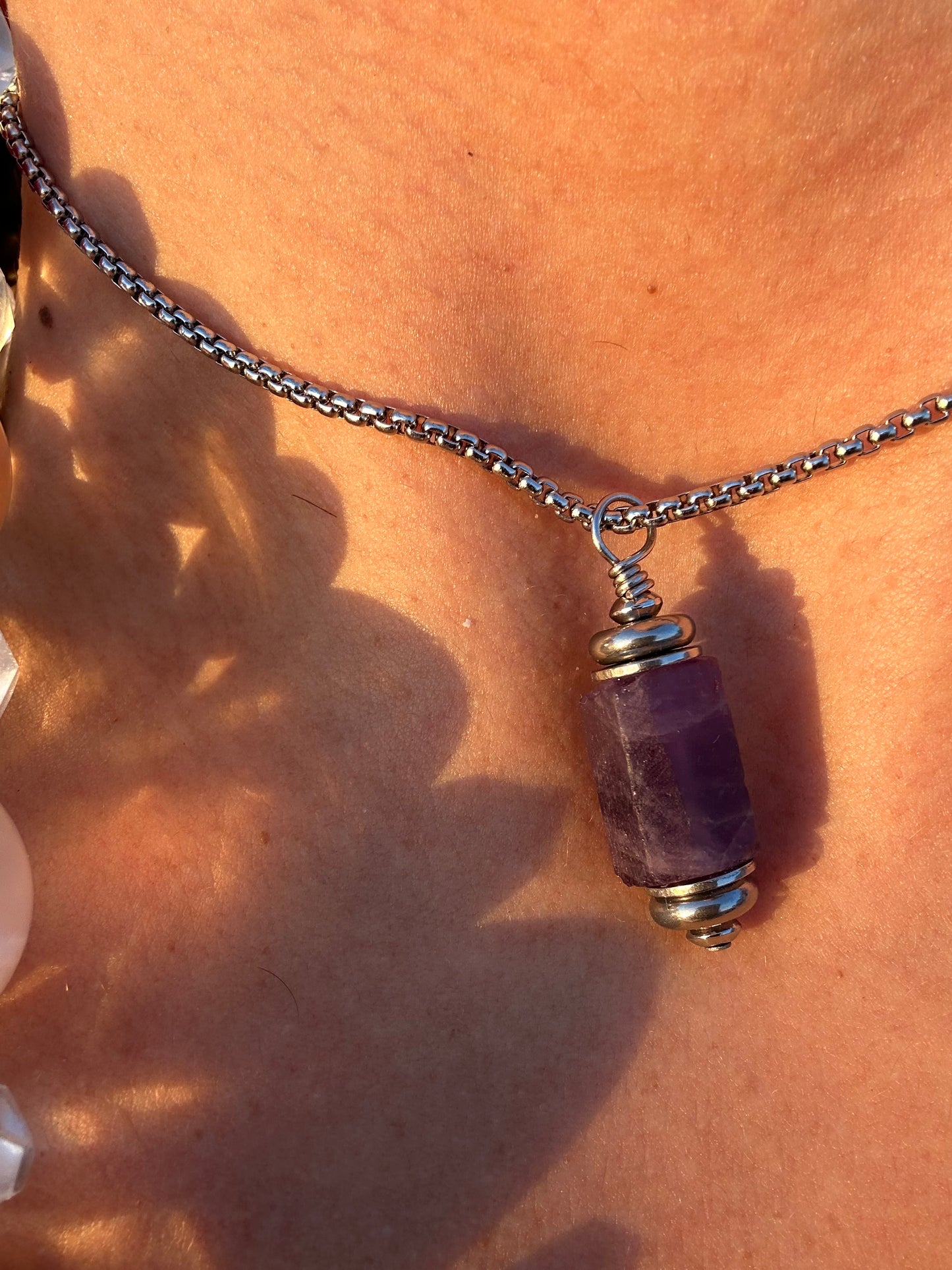 Luxury Amethyst Pendant Silver Steel Raw Lantern Design - World's Best Quality & Made To Last