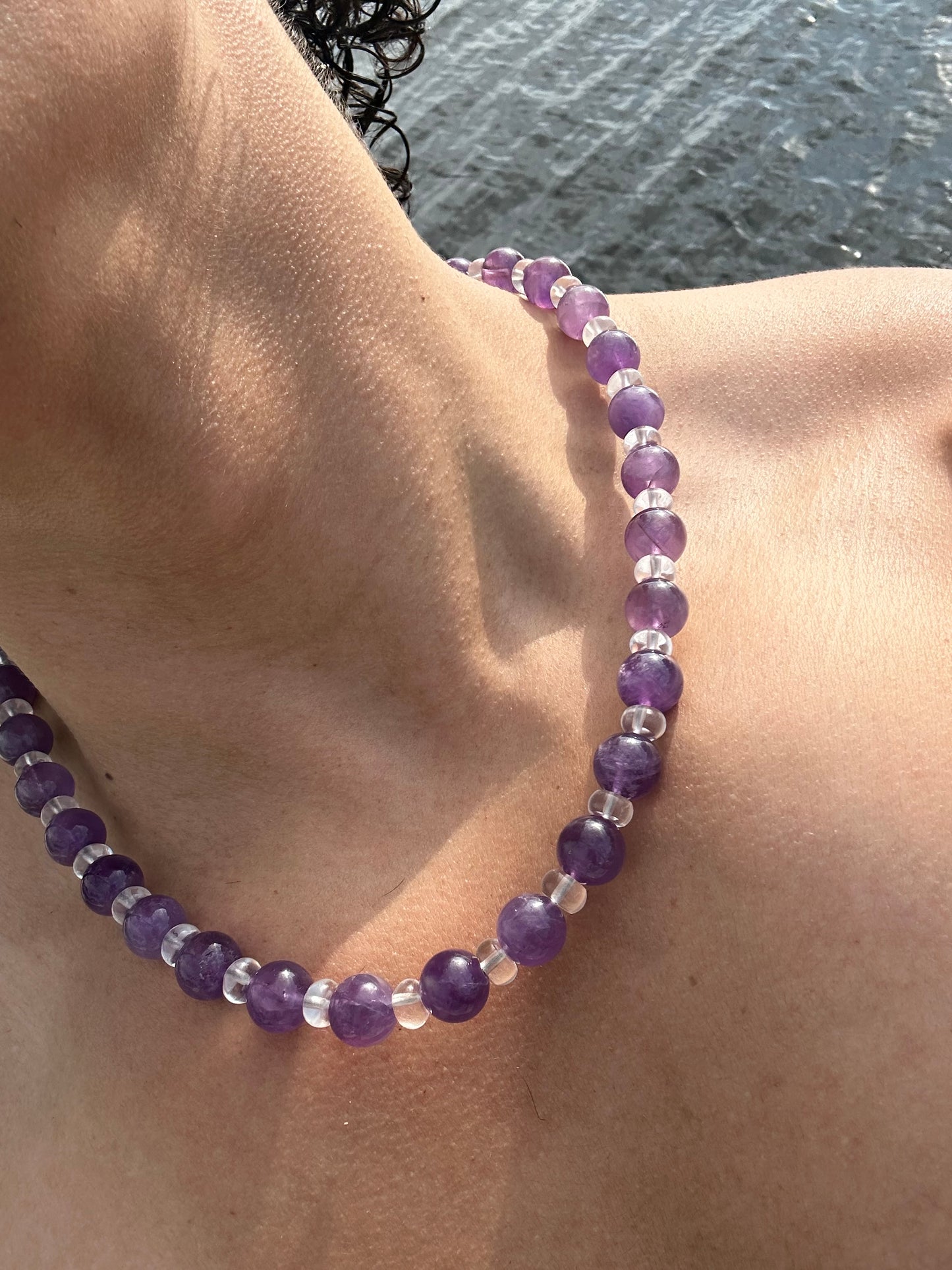 Luxury Amethyst & Quartz Design Necklace With Interlocking Steel Clasp - World's Best Quality & Made To Last