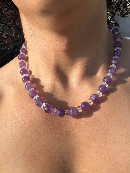 Luxury Amethyst & Quartz Design Necklace With Interlocking Steel Clasp - World's Best Quality & Made To Last