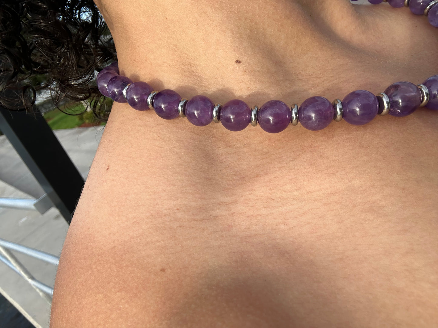 Luxury Amethyst Silver Steel Design Necklace With Interlocking Clasp - World's Best Quality & Made To Last