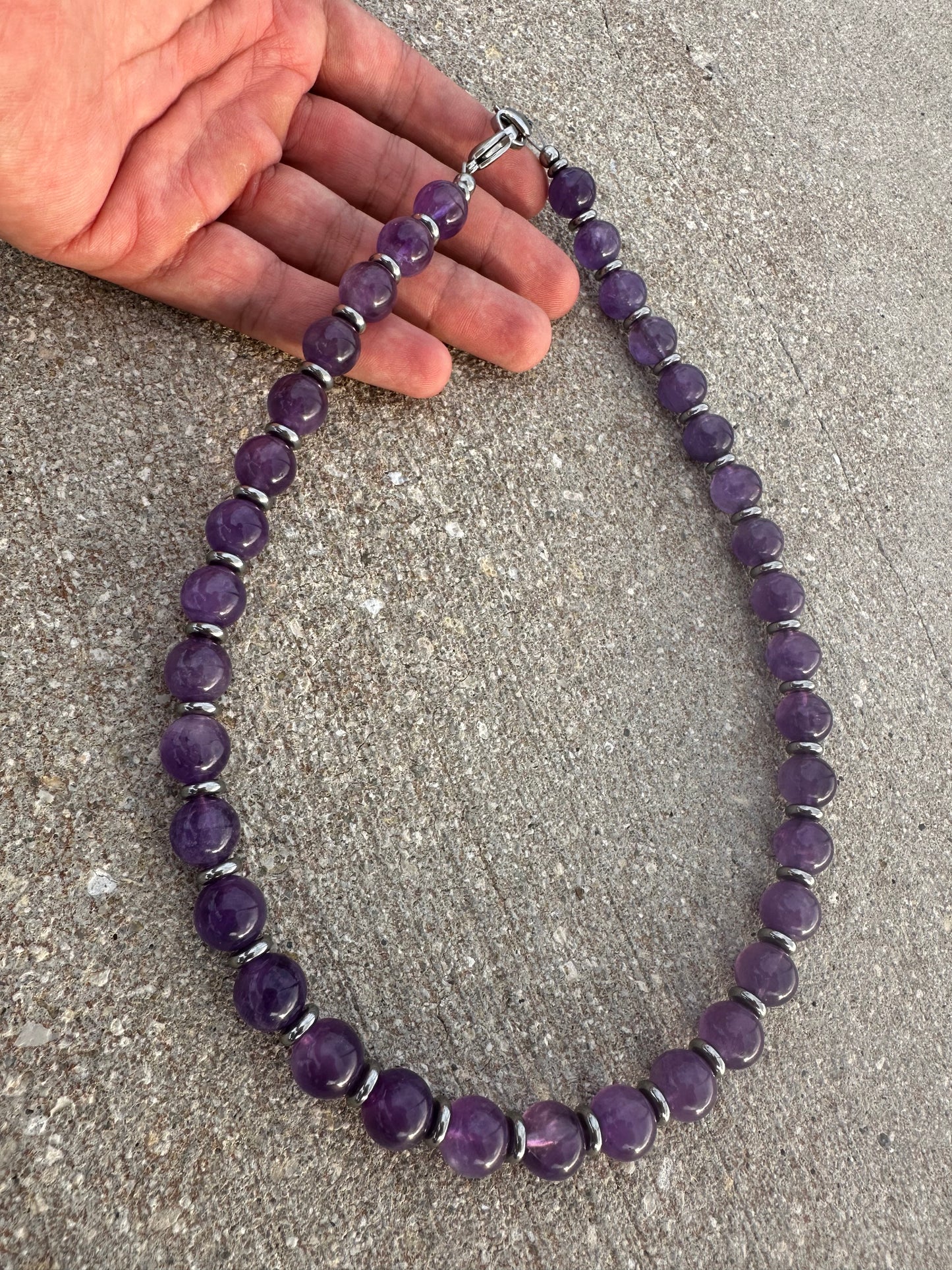 Luxury Amethyst Silver Steel Design Necklace With Interlocking Clasp - World's Best Quality & Made To Last