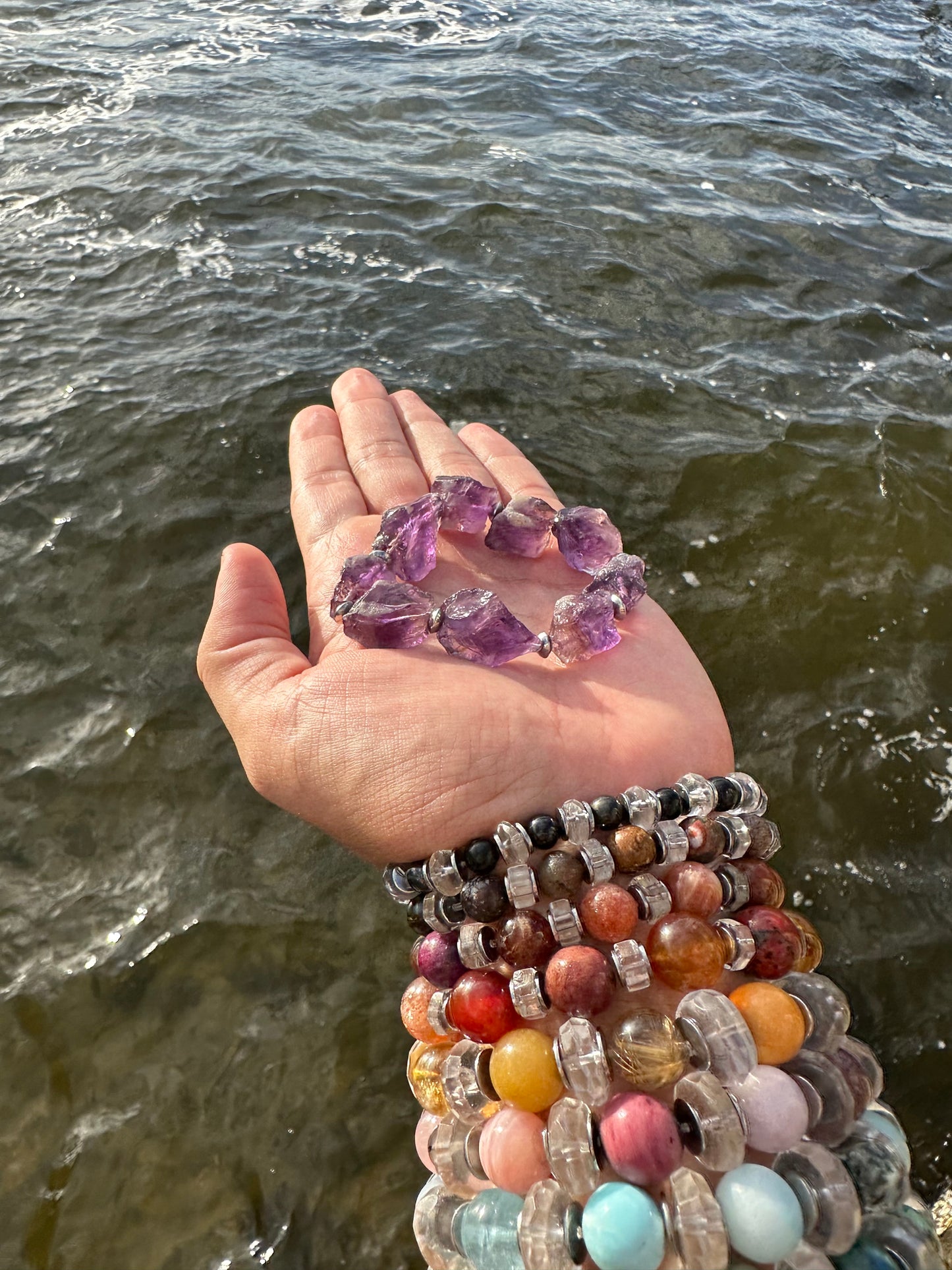 Luxury Amethyst Bracelet Lil' Chunky Raw Design - World's Best Quality & Made To Last