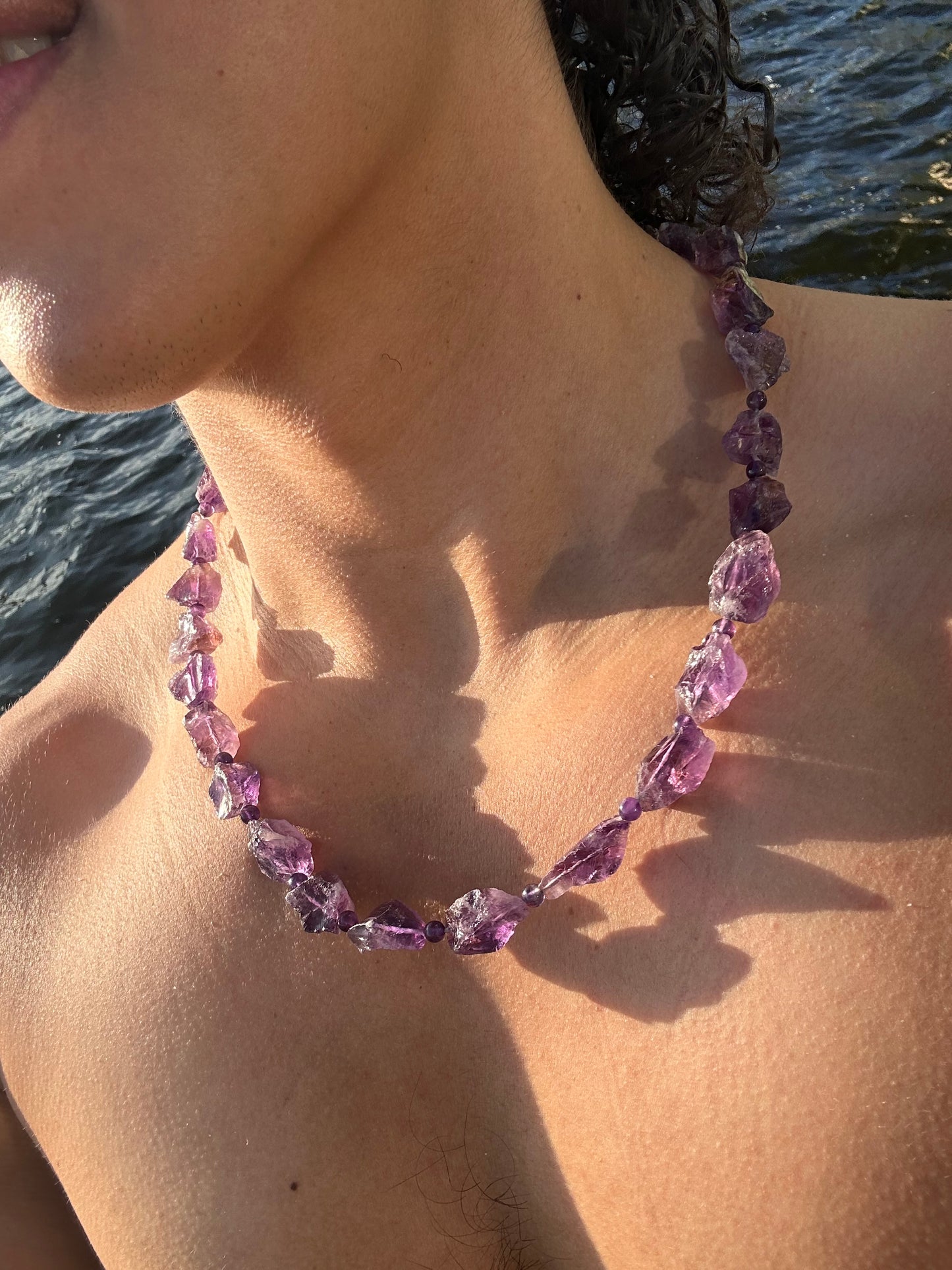 Luxury Raw Amethyst Necklace With Interlocking Clasp - World's Best Quality & Made To Last