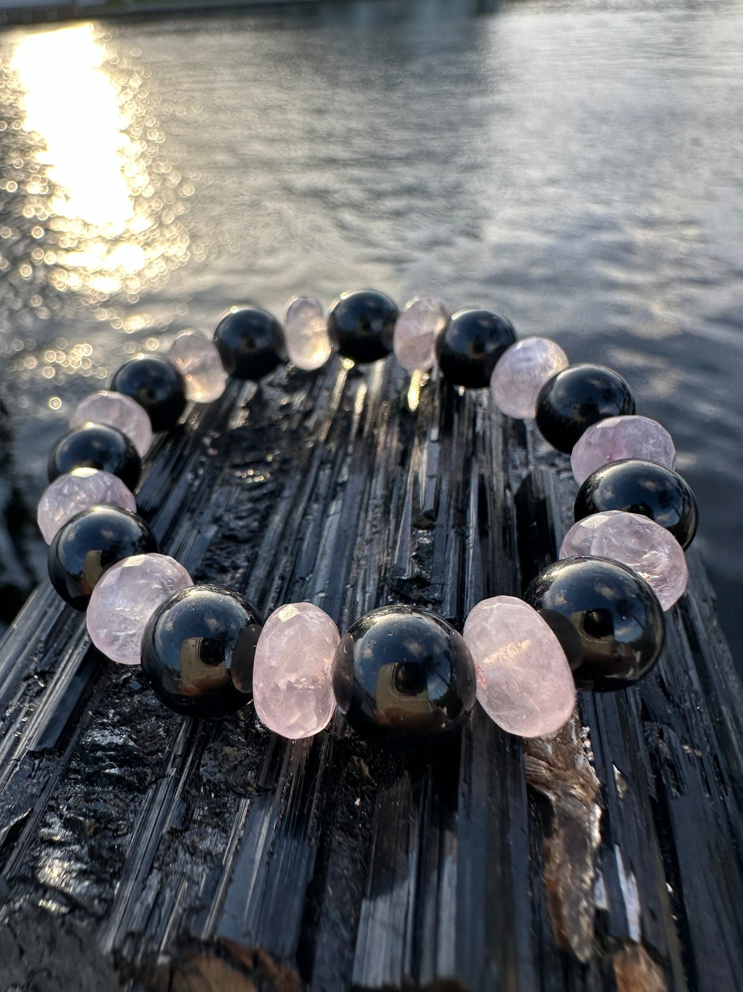 Black Tourmaline Rose Quartz Protection Bracelet - World's Best Quality & Made To Last