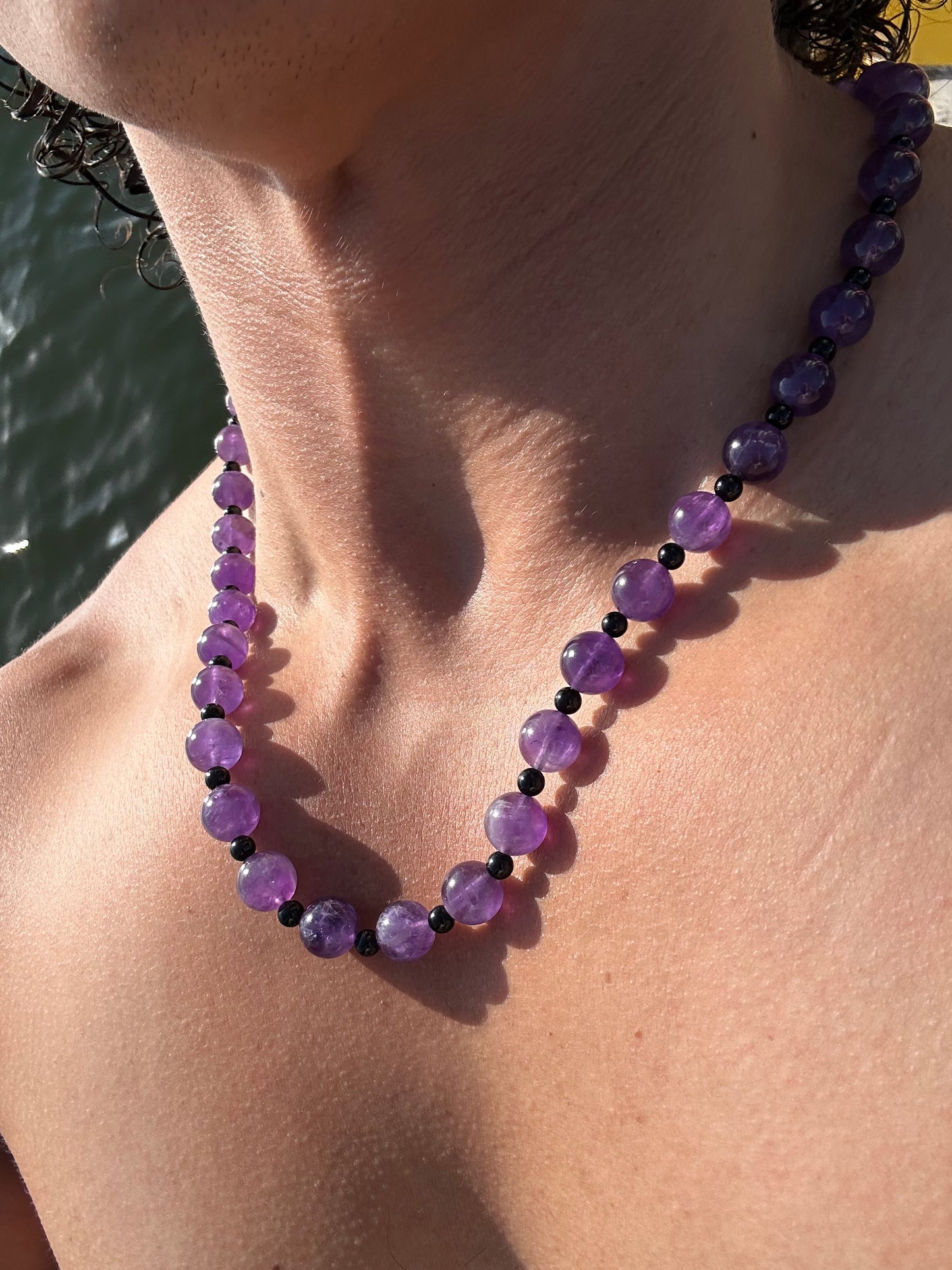 Luxury Amethyst-Black Tourmaline Pure Gemstone Chain - World's Best Quality & Made To Last