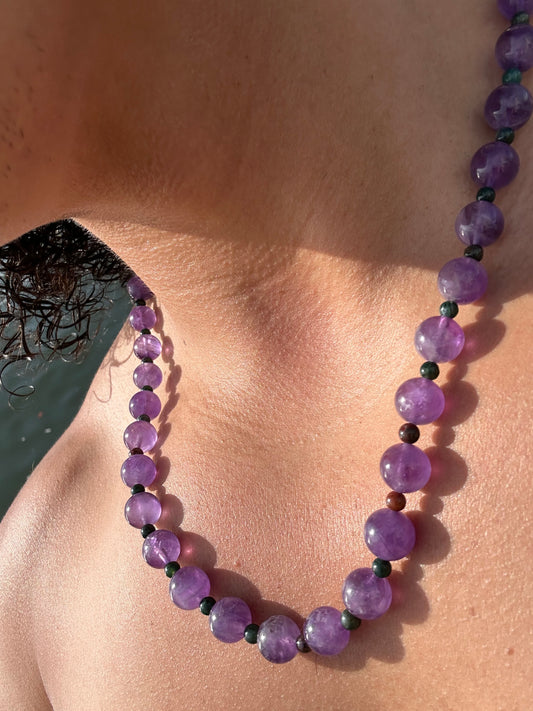 Luxury Amethyst-Bloodstone Pure Gemstone Chain - World's Best Quality & Made To Last