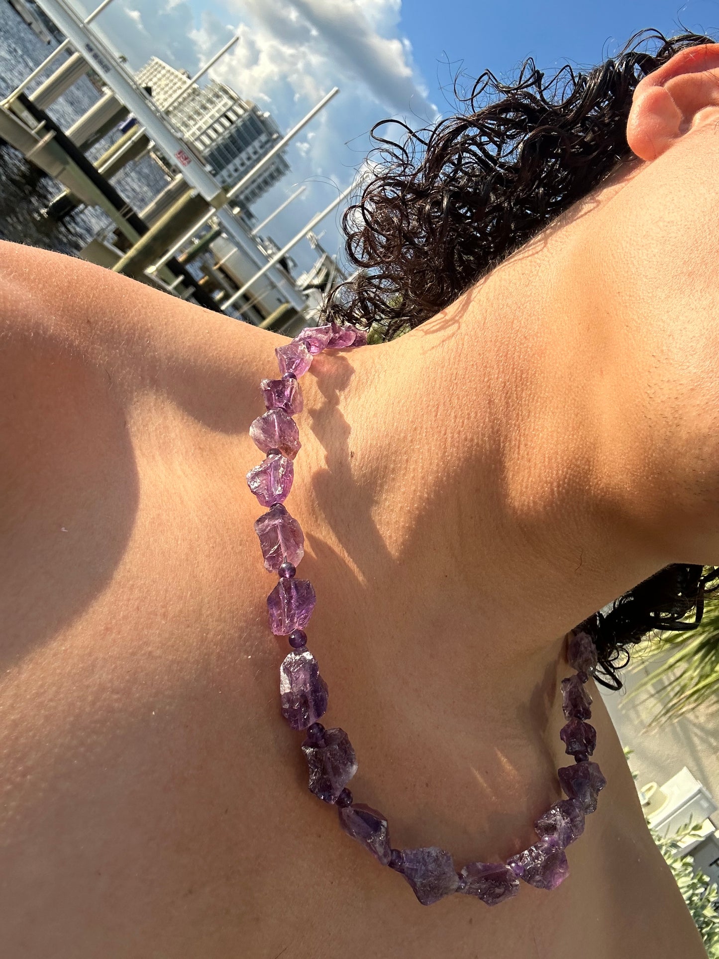 Luxury Raw Amethyst Necklace With Interlocking Clasp - World's Best Quality & Made To Last