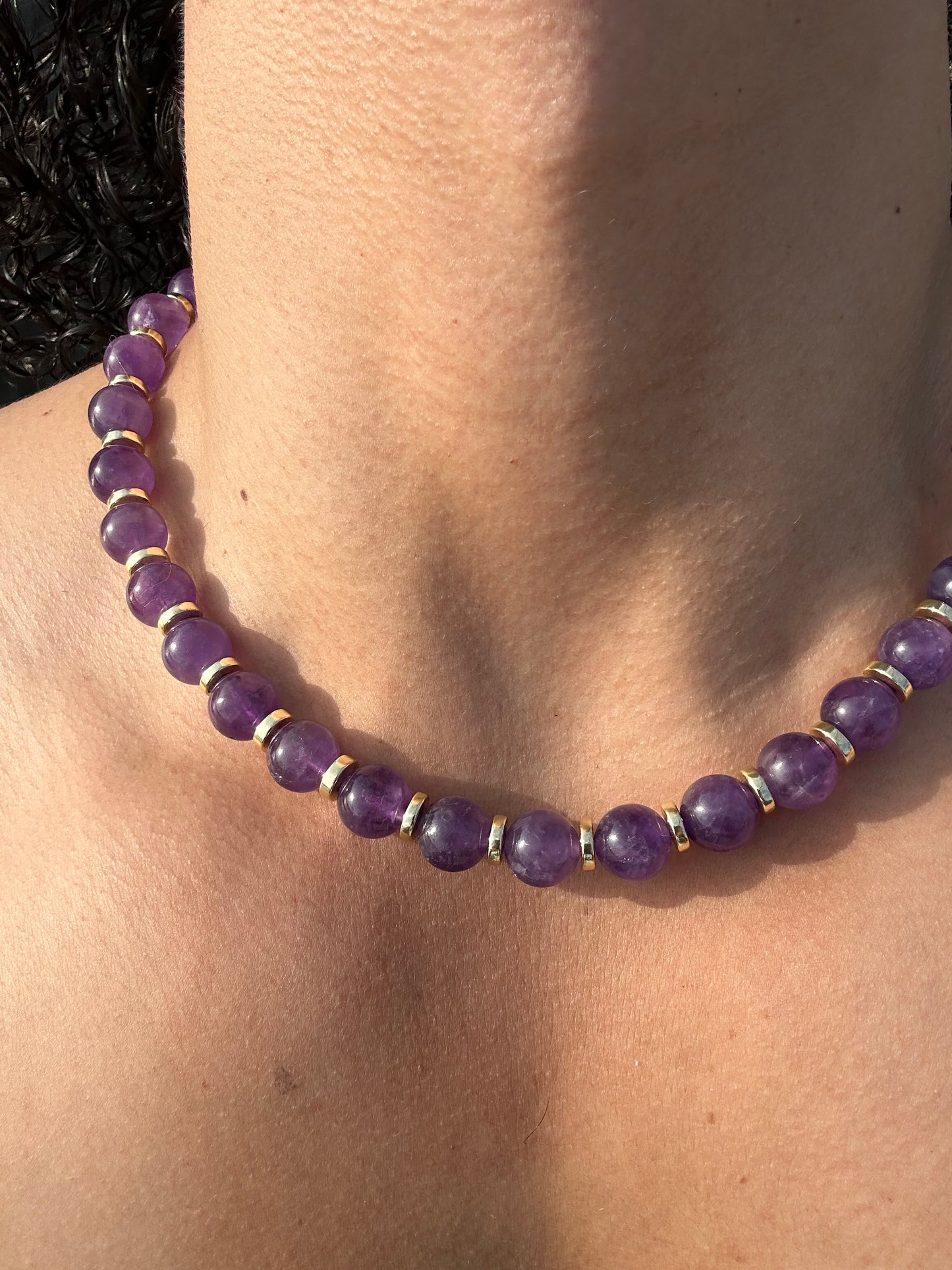 Luxury Amethyst & Golden Hematite Design Necklace With Interlocking Steel Clasp - World's Best Quality & Made To Last