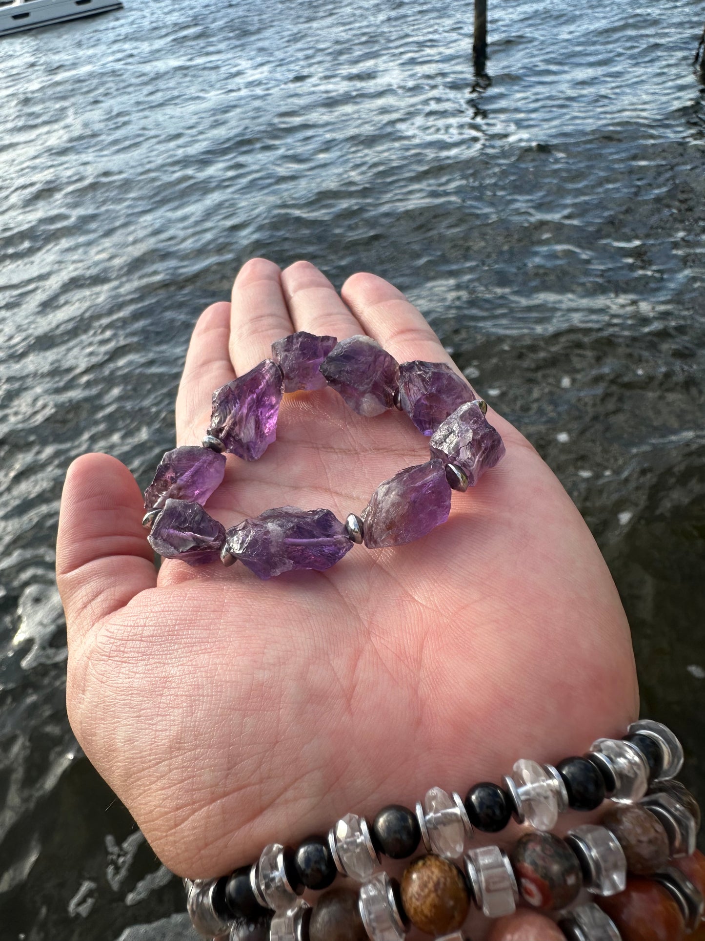 Luxury Amethyst Bracelet Lil' Chunky Raw Design - World's Best Quality & Made To Last