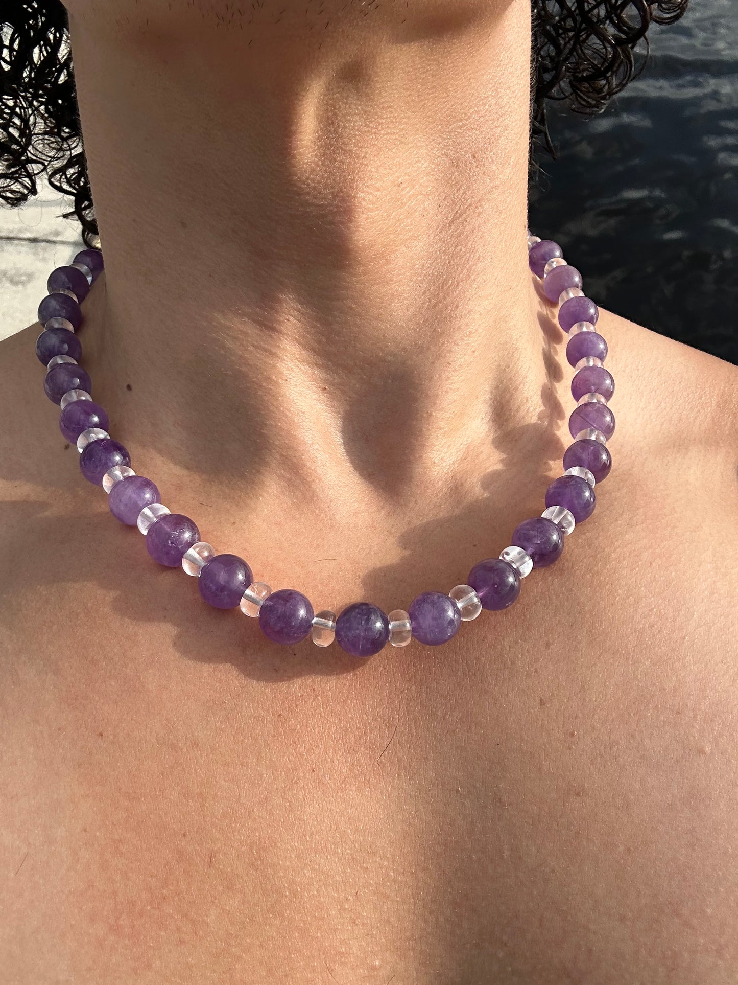 Luxury Amethyst & Quartz Design Necklace With Interlocking Steel Clasp - World's Best Quality & Made To Last