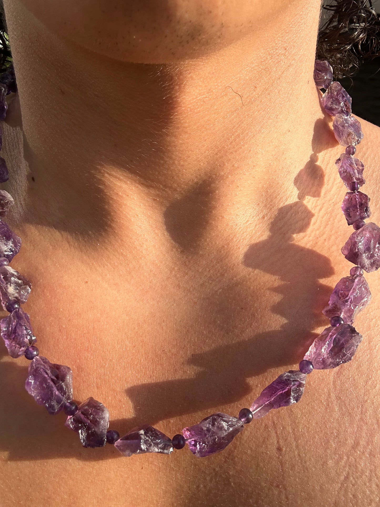 Luxury Raw Amethyst Necklace With Interlocking Clasp - World's Best Quality & Made To Last