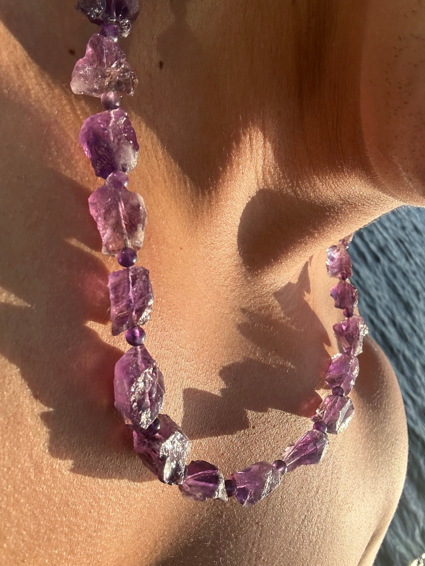 Luxury Raw Amethyst Necklace With Interlocking Clasp - World's Best Quality & Made To Last