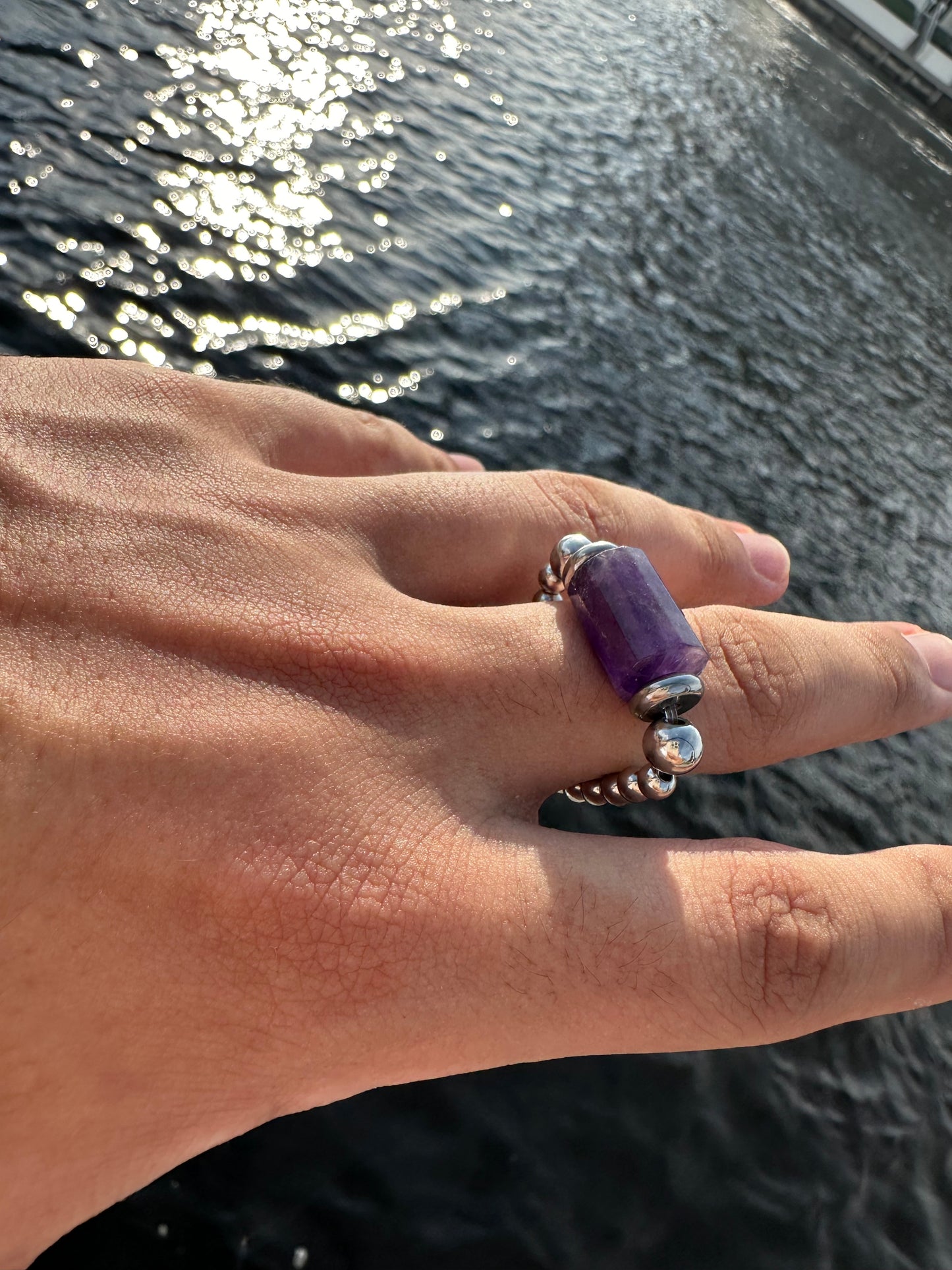 Luxury Amethyst Metatron’s Lantern Design With Silver Steel Comfortable Magic Stretch Ring - World's Best Quality & Made To Last