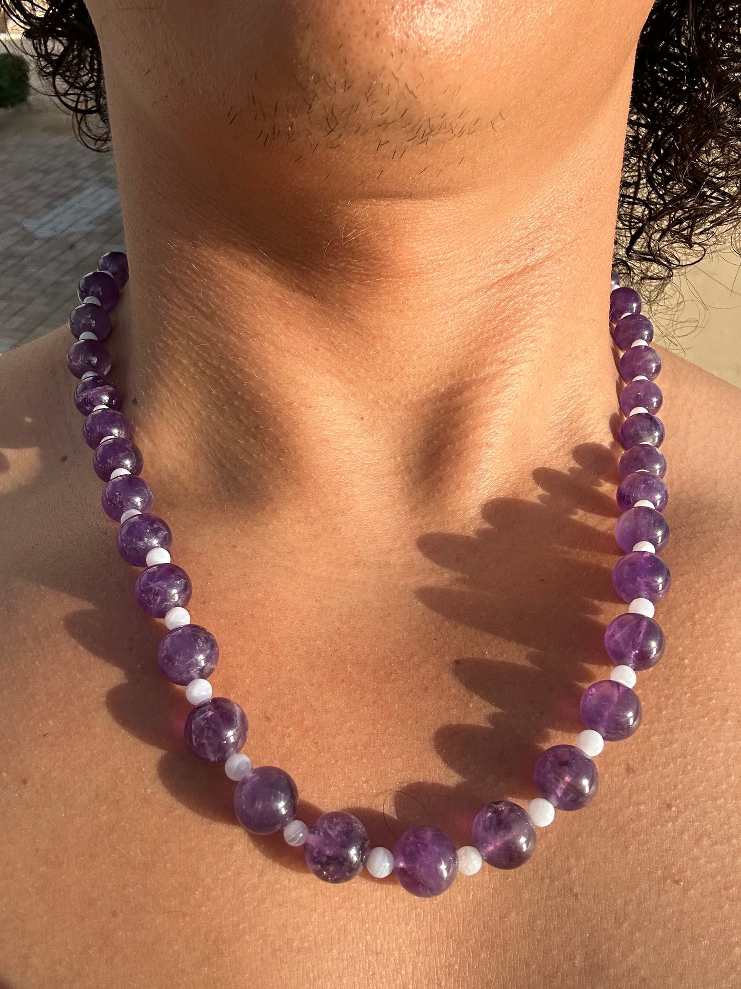 Luxury Amethyst-Blue Lace Agate Pure Gemstone Chain - World's Best Quality & Made To Last